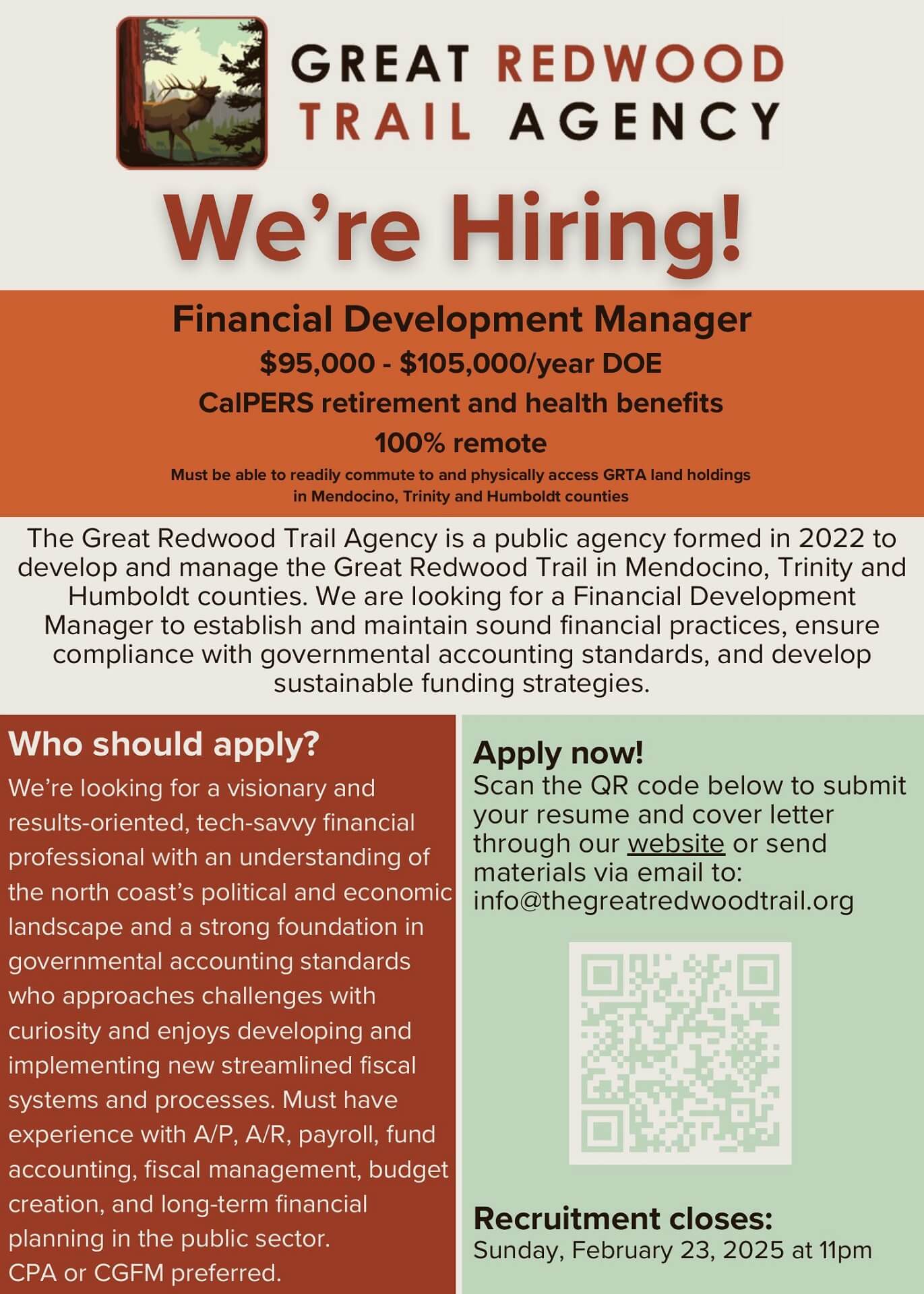 GRTA Financial Development Manager Recruitment Flyer